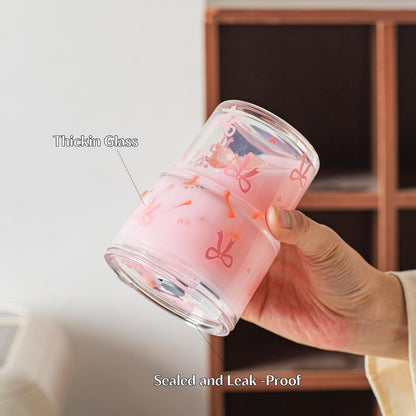 13 oz Iced Coffee Cups with Lids and Straw, Set of 2 Glass Tumbler