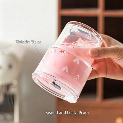 13 oz Iced Coffee Cups with Lids and Straw, Set of 2 Glass Tumbler