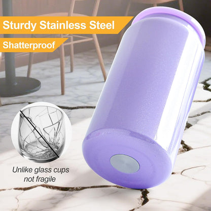 Stainless Steel Cups with Lids and Straws, 16 oz, 6 Pcs, Matte-Color
