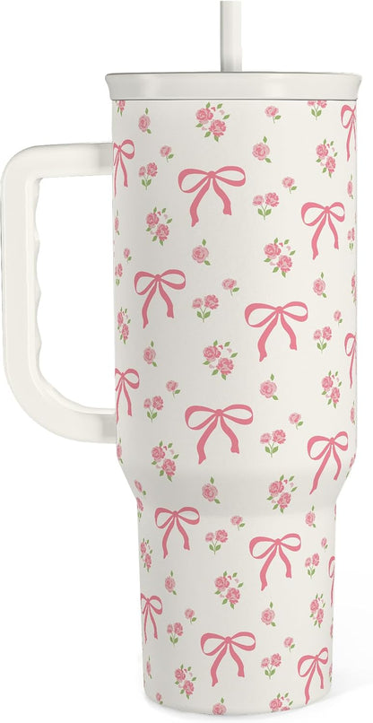 Pickleball 40oz Tumbler With Handle and Straw, Pickleball Queen Insulated Stainless Steel Travel Coffee Mug for Women Girls Players, Gift Idea for Birthday Christmas Mothers Day