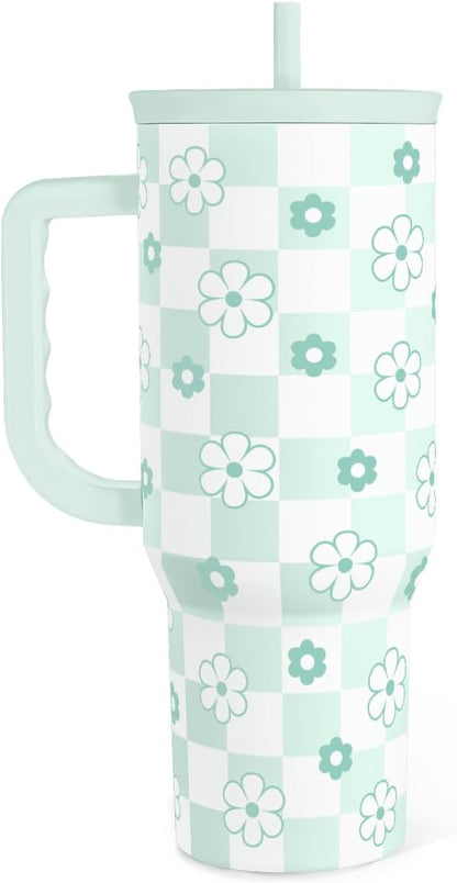 Pickleball 40oz Tumbler With Handle and Straw, Pickleball Queen Insulated Stainless Steel Travel Coffee Mug for Women Girls Players, Gift Idea for Birthday Christmas Mothers Day