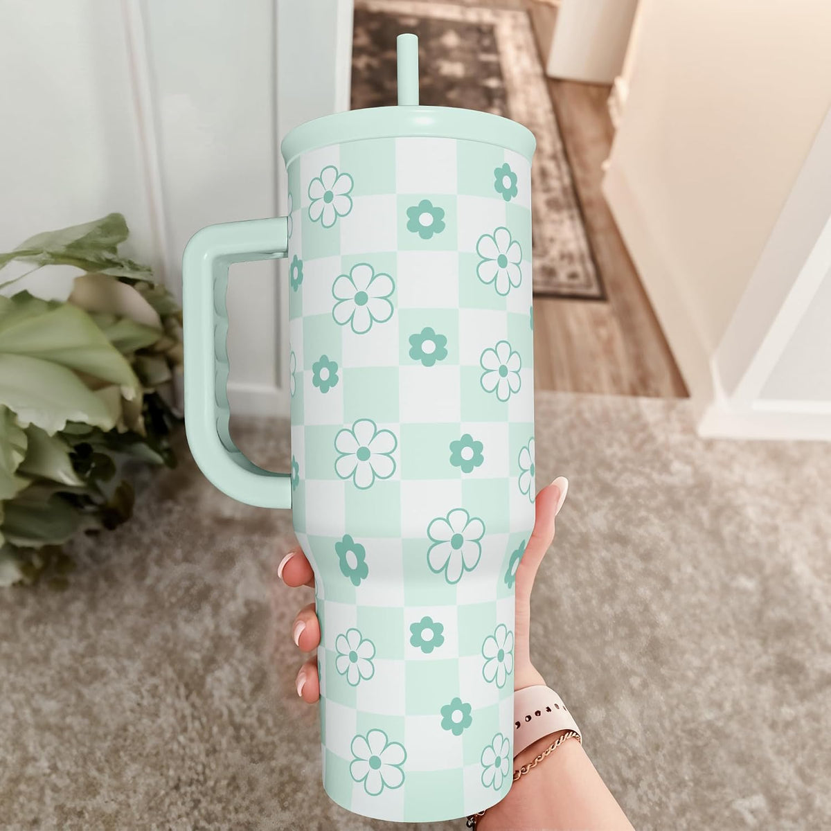 Pickleball 40oz Tumbler With Handle and Straw, Pickleball Queen Insulated Stainless Steel Travel Coffee Mug for Women Girls Players, Gift Idea for Birthday Christmas Mothers Day