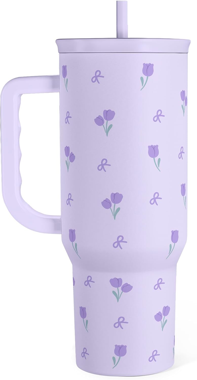 Pickleball 40oz Tumbler With Handle and Straw, Pickleball Queen Insulated Stainless Steel Travel Coffee Mug for Women Girls Players, Gift Idea for Birthday Christmas Mothers Day