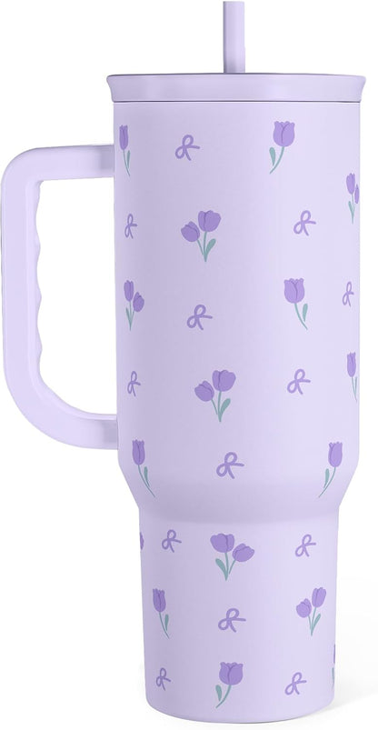 Pickleball 40oz Tumbler With Handle and Straw, Pickleball Queen Insulated Stainless Steel Travel Coffee Mug for Women Girls Players, Gift Idea for Birthday Christmas Mothers Day
