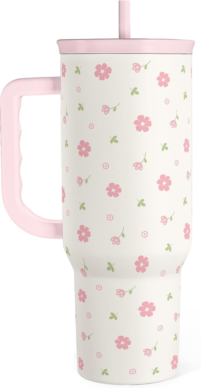 Pickleball 40oz Tumbler With Handle and Straw, Pickleball Queen Insulated Stainless Steel Travel Coffee Mug for Women Girls Players, Gift Idea for Birthday Christmas Mothers Day