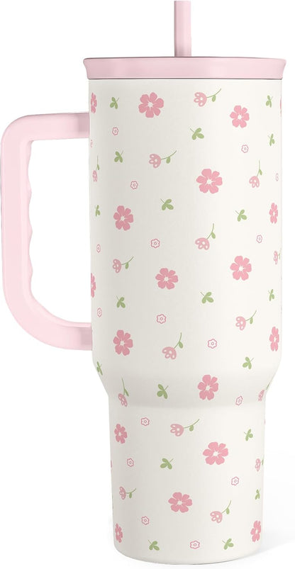 Pickleball 40oz Tumbler With Handle and Straw, Pickleball Queen Insulated Stainless Steel Travel Coffee Mug for Women Girls Players, Gift Idea for Birthday Christmas Mothers Day