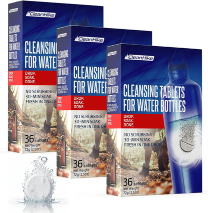 CleanHike Water Bottle Cleaning Tablets for Tumblers, 108 Ct, No Scrub