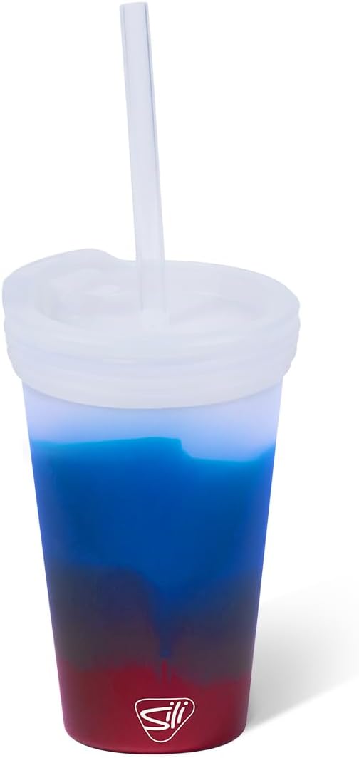 16oz Silicone Straw Tumbler with 2-in-1 Lid – Unbreakable, Non-Toxic, Dishwasher Safe & Spill Proof Tumbler – Leakproof Travel Mug for Coffee, Juice, Cocktail (Classic Green, smoke)