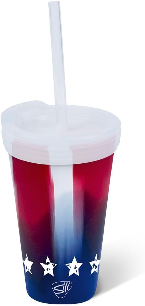 16oz Silicone Straw Tumbler with 2-in-1 Lid – Unbreakable, Non-Toxic, Dishwasher Safe & Spill Proof Tumbler – Leakproof Travel Mug for Coffee, Juice, Cocktail (Classic Green, smoke)