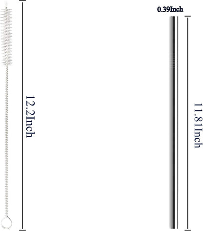 6 Pack Stainless Steel Straw Replacement 40 oz and 30ozfor Stanley Tumbler，6 Straight Reusable Straws with 2 Cleaning Brush Compatible with Stanley 40oz Stanley Cup Tumbler