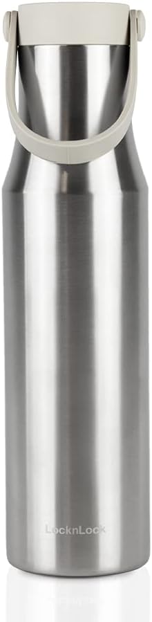 Metro Tumbler Stainless Steel Vacuum Insulated Double Cap Travel Mug - Water Coffee Cup w/Hand Strap for Home, Office, Outdoor Works Great for Cold Drinks and Hot Beverages (Gray, 16oz)