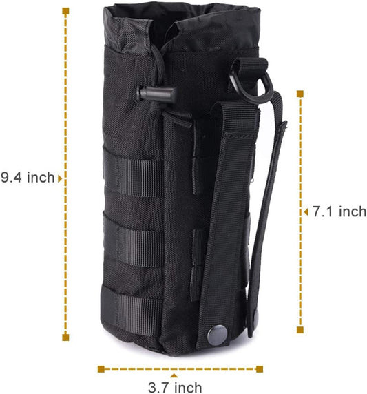 Upgraded Sports Water Bottles Pouch Bag, Tactical Drawstring Molle Water Bottle Holder Tactical Pouches, Travel Mesh Water Bottle Bag Tactical Hydration Carrier