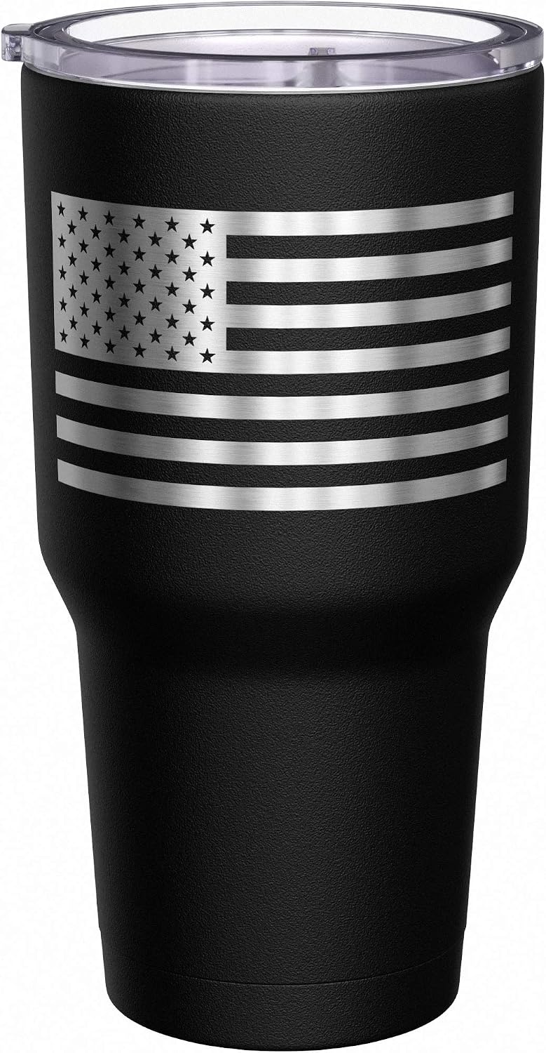 Born To Fish - Forced To Work - Fishing Travel Mug - American Flag Coffee Travel Mug - Dad Fishing Tumbler - Double Insulated Tumbler - 30 oz - Colors B