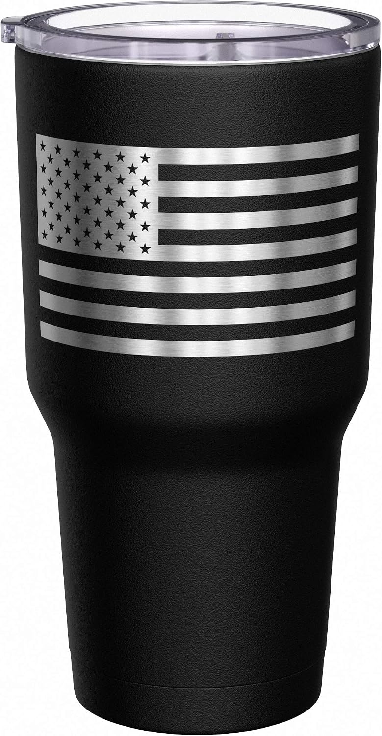 Born To Fish - Forced To Work - Fishing Travel Mug - American Flag Coffee Travel Mug - Dad Fishing Tumbler - Double Insulated Tumbler - 30 oz - Colors B