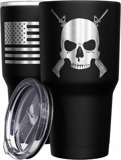 Born To Fish - Forced To Work - Fishing Travel Mug - American Flag Coffee Travel Mug - Dad Fishing Tumbler - Double Insulated Tumbler - 30 oz - Colors B
