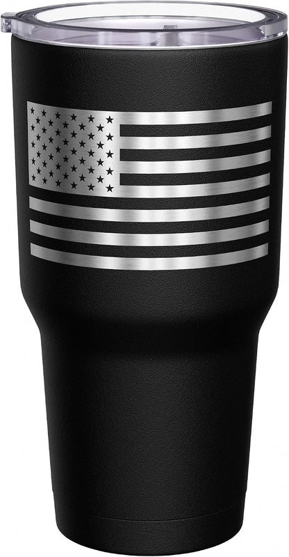 Born To Fish - Forced To Work - Fishing Travel Mug - American Flag Coffee Travel Mug - Dad Fishing Tumbler - Double Insulated Tumbler - 30 oz - Colors B