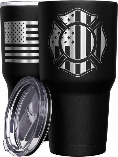 Born To Fish - Forced To Work - Fishing Travel Mug - American Flag Coffee Travel Mug - Dad Fishing Tumbler - Double Insulated Tumbler - 30 oz - Colors B