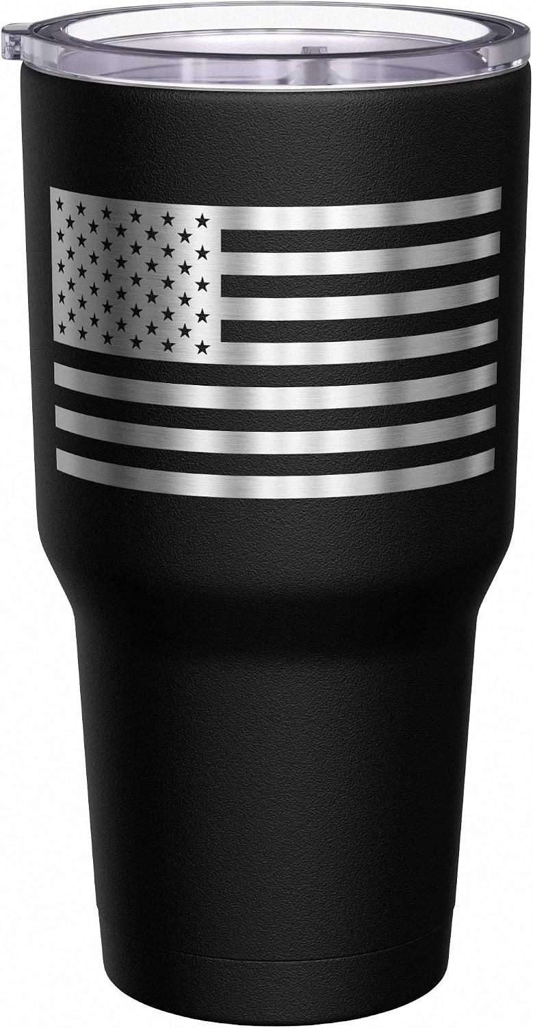 Born To Fish - Forced To Work - Fishing Travel Mug - American Flag Coffee Travel Mug - Dad Fishing Tumbler - Double Insulated Tumbler - 30 oz - Colors B