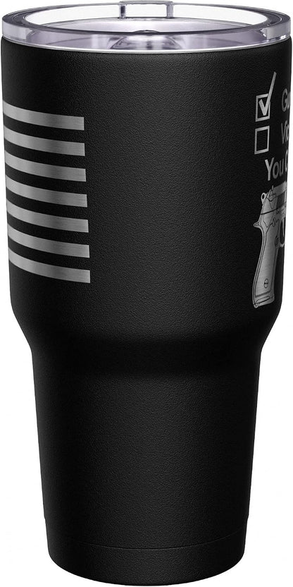 Born To Fish - Forced To Work - Fishing Travel Mug - American Flag Coffee Travel Mug - Dad Fishing Tumbler - Double Insulated Tumbler - 30 oz - Colors B