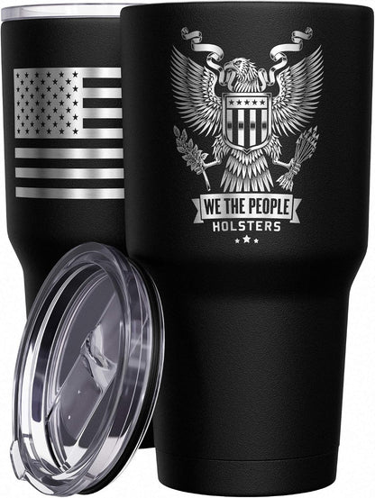 Born To Fish - Forced To Work - Fishing Travel Mug - American Flag Coffee Travel Mug - Dad Fishing Tumbler - Double Insulated Tumbler - 30 oz - Colors B