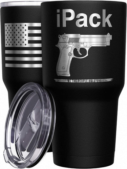 Born To Fish - Forced To Work - Fishing Travel Mug - American Flag Coffee Travel Mug - Dad Fishing Tumbler - Double Insulated Tumbler - 30 oz - Colors B