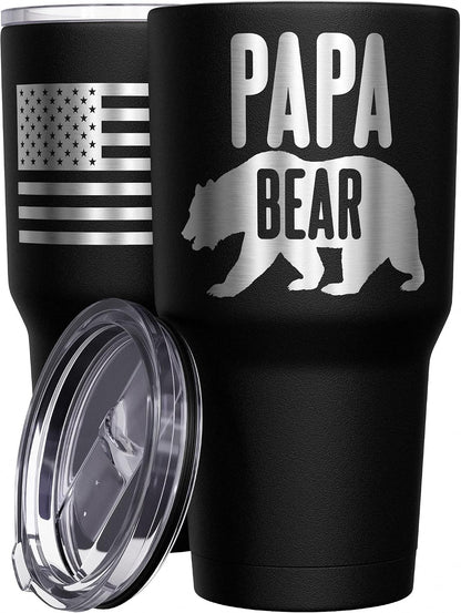 Born To Fish - Forced To Work - Fishing Travel Mug - American Flag Coffee Travel Mug - Dad Fishing Tumbler - Double Insulated Tumbler - 30 oz - Colors B