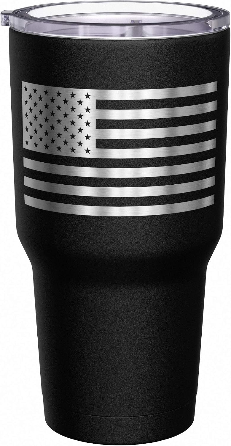 Born To Fish - Forced To Work - Fishing Travel Mug - American Flag Coffee Travel Mug - Dad Fishing Tumbler - Double Insulated Tumbler - 30 oz - Colors B