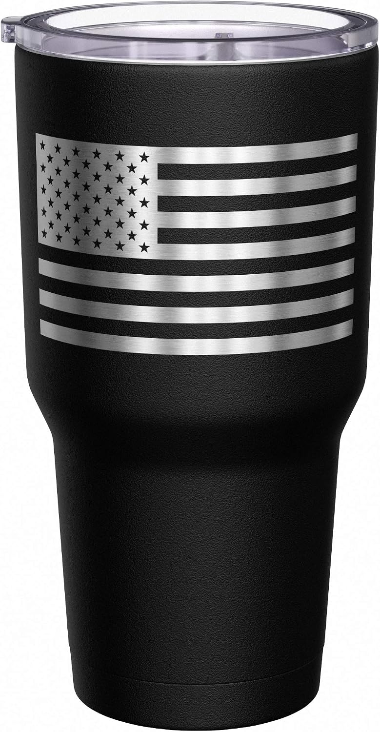 Born To Fish - Forced To Work - Fishing Travel Mug - American Flag Coffee Travel Mug - Dad Fishing Tumbler - Double Insulated Tumbler - 30 oz - Colors B