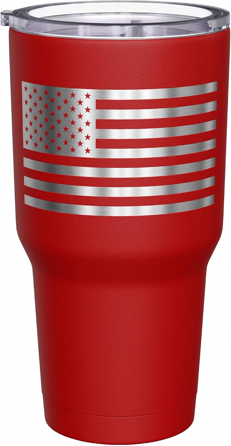 Born To Fish - Forced To Work - Fishing Travel Mug - American Flag Coffee Travel Mug - Dad Fishing Tumbler - Double Insulated Tumbler - 30 oz - Colors B