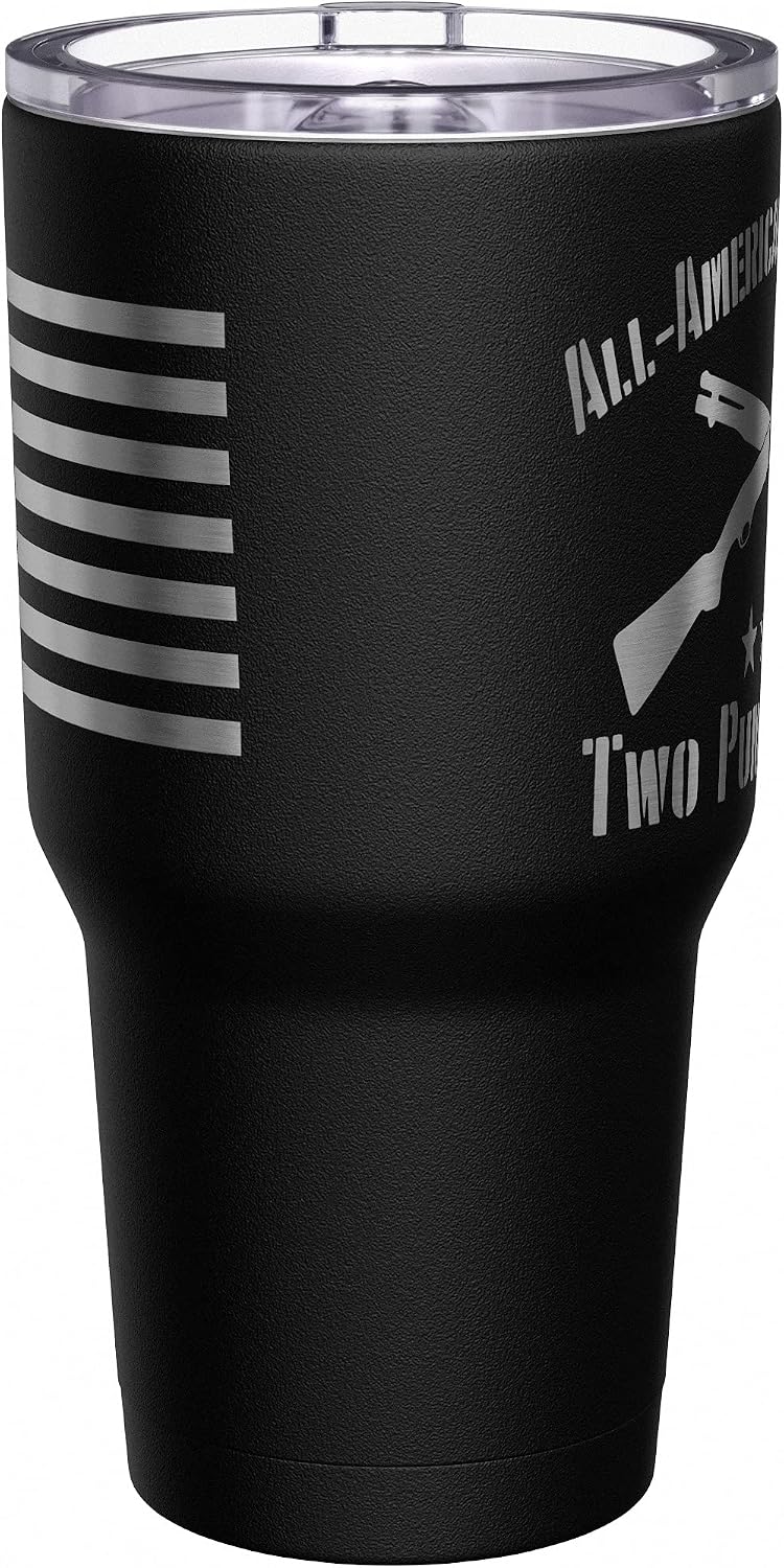Born To Fish - Forced To Work - Fishing Travel Mug - American Flag Coffee Travel Mug - Dad Fishing Tumbler - Double Insulated Tumbler - 30 oz - Colors B