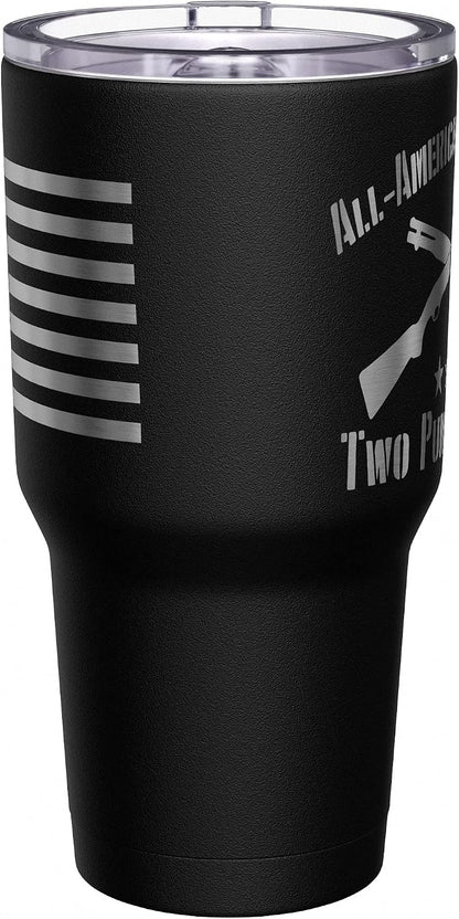Born To Fish - Forced To Work - Fishing Travel Mug - American Flag Coffee Travel Mug - Dad Fishing Tumbler - Double Insulated Tumbler - 30 oz - Colors B