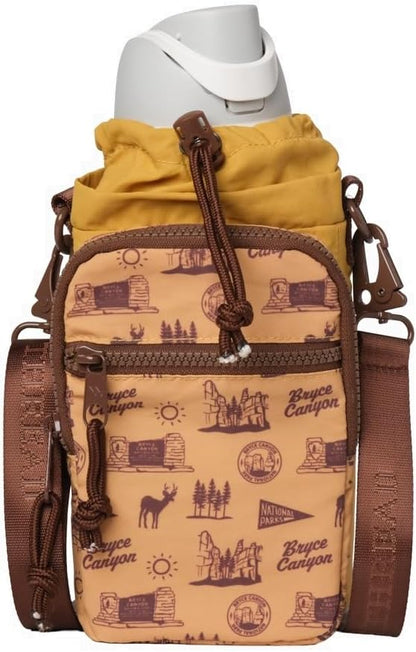 Water Bottle Sling Crossbody Bag – Small Cross Body Sling with Pockets for Water Bottle, Cash, Phone & Keys