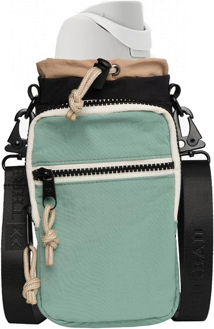 Water Bottle Sling Crossbody Bag – Small Cross Body Sling with Pockets for Water Bottle, Cash, Phone & Keys
