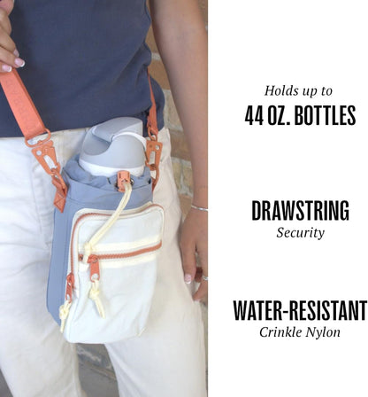 Water Bottle Sling Crossbody Bag – Small Cross Body Sling with Pockets for Water Bottle, Cash, Phone & Keys