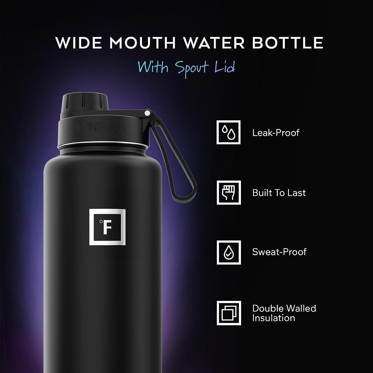 40 oz Wide Mouth Water Bottle with Straw