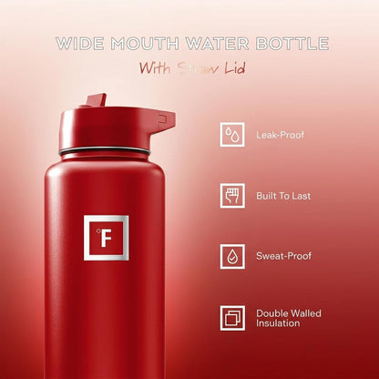 40 oz Wide Mouth Water Bottle with Straw