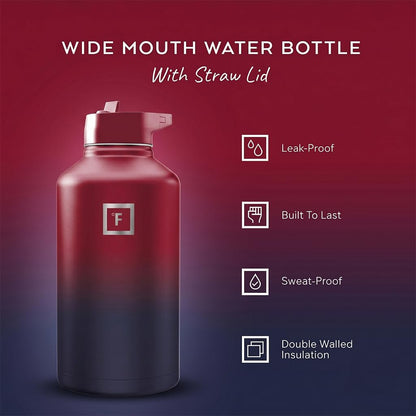 40 oz Wide Mouth Water Bottle with Straw