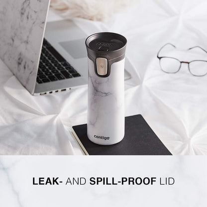 Pinnacle Autoseal Travel Mug, Stainless Steel Thermal Mug, Vacuum Flask, Leakproof Tumbler, Coffee Mug with BPA Free Easy-Clean Lid, 300 ml, Matte Black