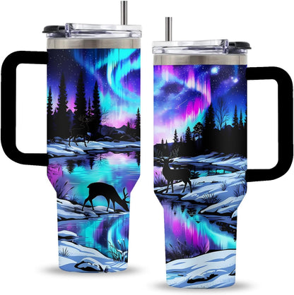 Might Be 40oz Tumbler, with Handle & Straw, Stainless Steel Cup | 40oz Insulated Tumbler, Travel Sport Coffee Water Bottle, Thanksgiving Christmas Birthday Gifts for Woman Man