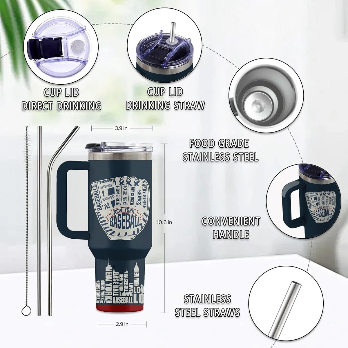 Might Be 40oz Tumbler, with Handle & Straw, Stainless Steel Cup | 40oz Insulated Tumbler, Travel Sport Coffee Water Bottle, Thanksgiving Christmas Birthday Gifts for Woman Man