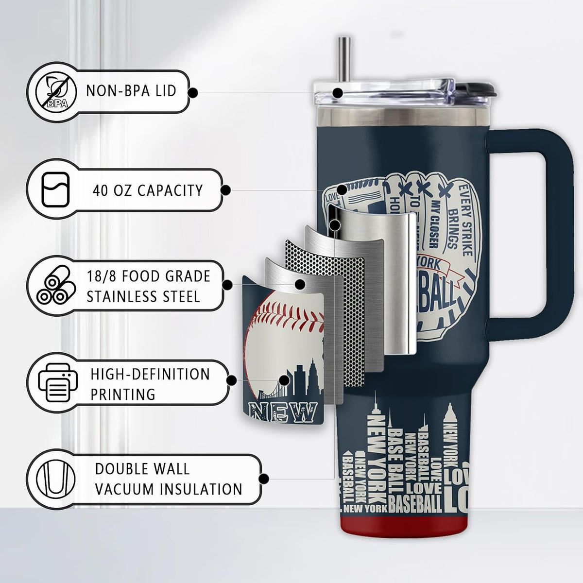 Might Be 40oz Tumbler, with Handle & Straw, Stainless Steel Cup | 40oz Insulated Tumbler, Travel Sport Coffee Water Bottle, Thanksgiving Christmas Birthday Gifts for Woman Man