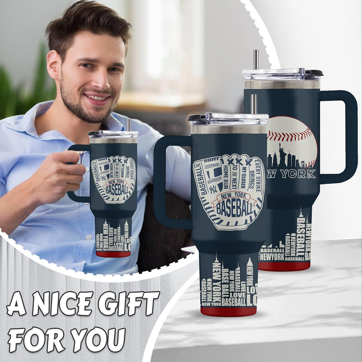 Might Be 40oz Tumbler, with Handle & Straw, Stainless Steel Cup | 40oz Insulated Tumbler, Travel Sport Coffee Water Bottle, Thanksgiving Christmas Birthday Gifts for Woman Man