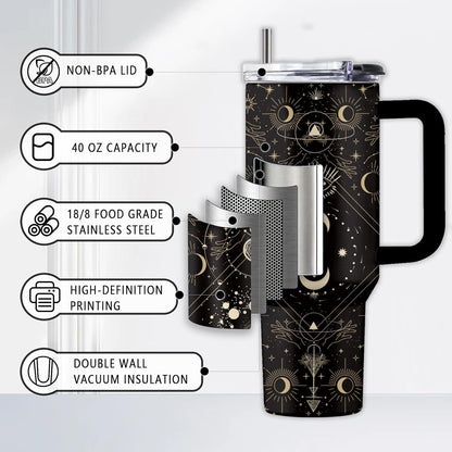Might Be 40oz Tumbler, with Handle & Straw, Stainless Steel Cup | 40oz Insulated Tumbler, Travel Sport Coffee Water Bottle, Thanksgiving Christmas Birthday Gifts for Woman Man