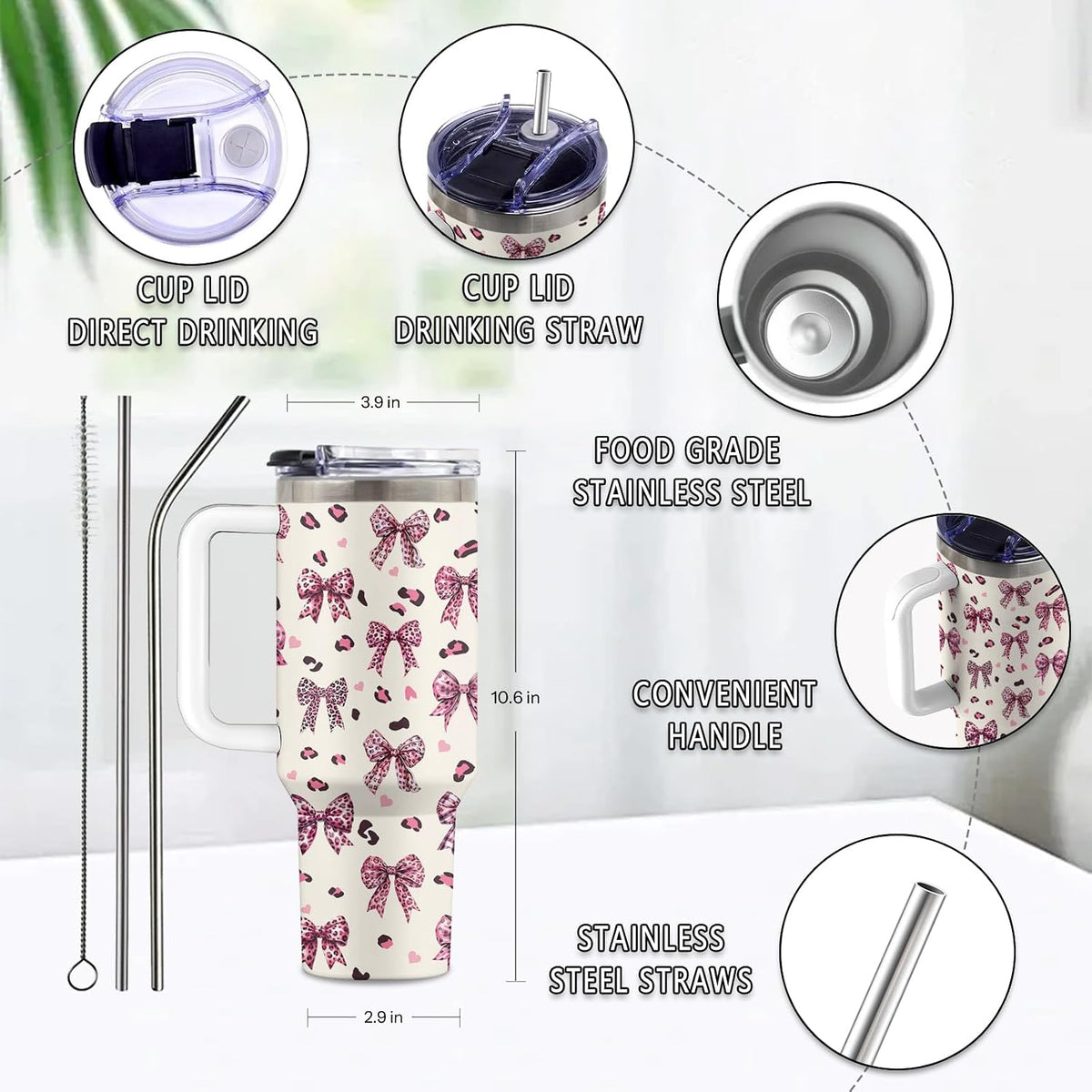 Might Be 40oz Tumbler, with Handle & Straw, Stainless Steel Cup | 40oz Insulated Tumbler, Travel Sport Coffee Water Bottle, Thanksgiving Christmas Birthday Gifts for Woman Man