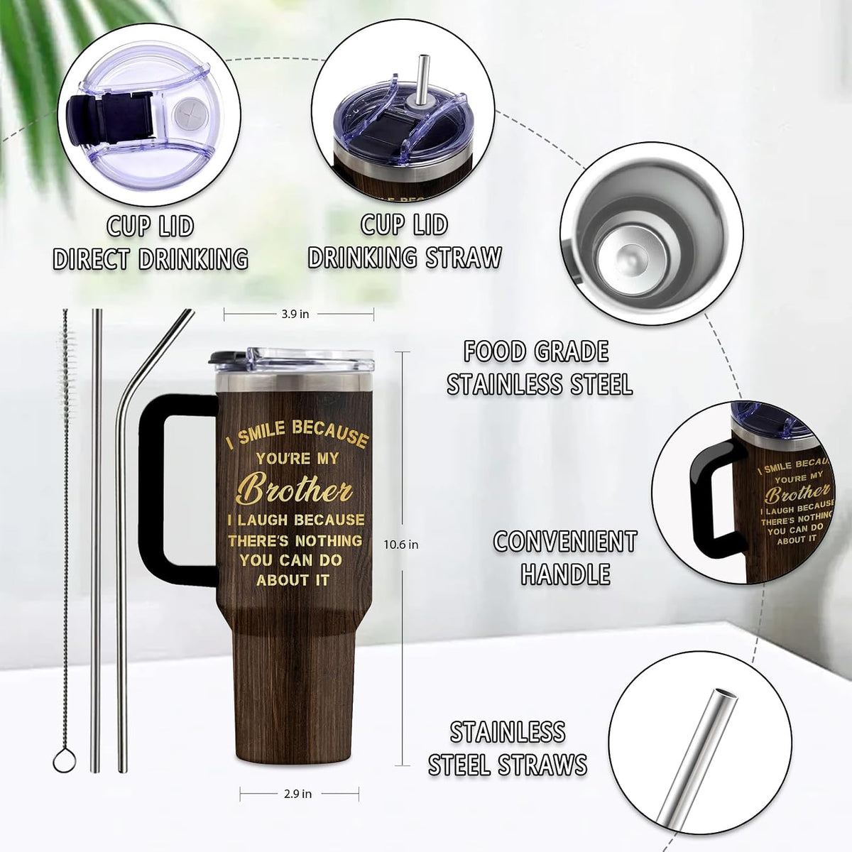 Might Be 40oz Tumbler, with Handle & Straw, Stainless Steel Cup | 40oz Insulated Tumbler, Travel Sport Coffee Water Bottle, Thanksgiving Christmas Birthday Gifts for Woman Man