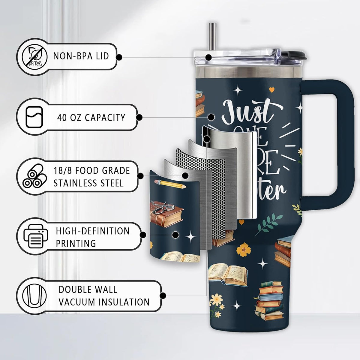 Might Be 40oz Tumbler, with Handle & Straw, Stainless Steel Cup | 40oz Insulated Tumbler, Travel Sport Coffee Water Bottle, Thanksgiving Christmas Birthday Gifts for Woman Man