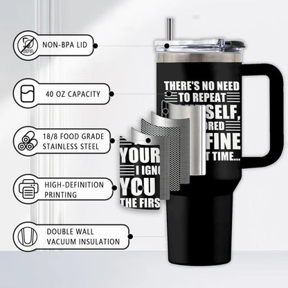 Might Be 40oz Tumbler, with Handle & Straw, Stainless Steel Cup | 40oz Insulated Tumbler, Travel Sport Coffee Water Bottle, Thanksgiving Christmas Birthday Gifts for Woman Man