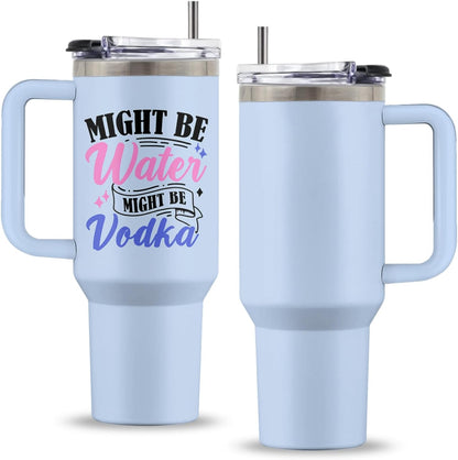 Might Be 40oz Tumbler, with Handle & Straw, Stainless Steel Cup | 40oz Insulated Tumbler, Travel Sport Coffee Water Bottle, Thanksgiving Christmas Birthday Gifts for Woman Man