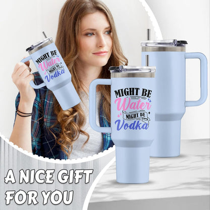 Might Be 40oz Tumbler, with Handle & Straw, Stainless Steel Cup | 40oz Insulated Tumbler, Travel Sport Coffee Water Bottle, Thanksgiving Christmas Birthday Gifts for Woman Man