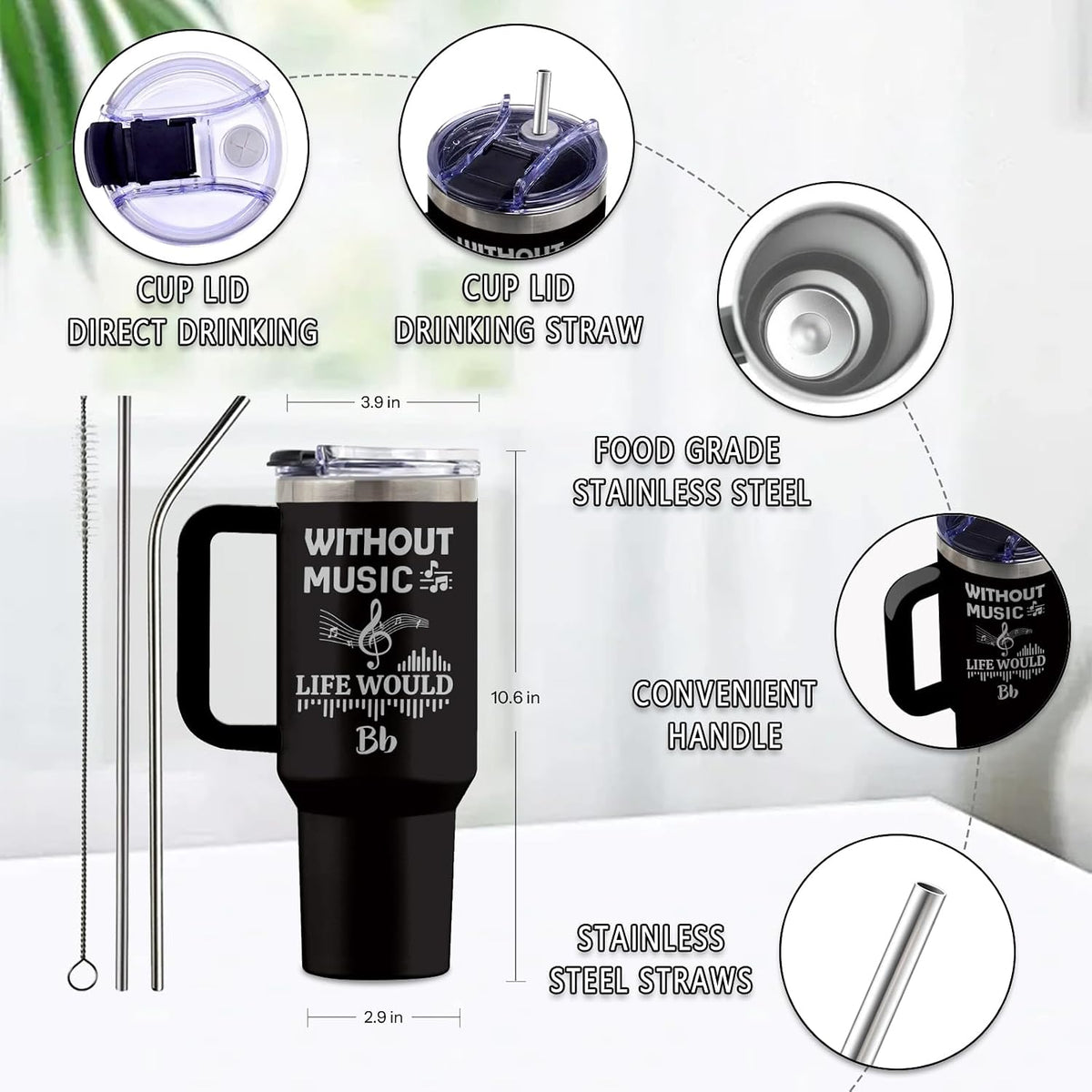 Might Be 40oz Tumbler, with Handle & Straw, Stainless Steel Cup | 40oz Insulated Tumbler, Travel Sport Coffee Water Bottle, Thanksgiving Christmas Birthday Gifts for Woman Man